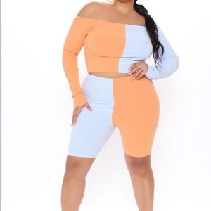 Hey sunshine color block short set